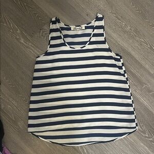 Annabella Navy and White Striped Tank Top